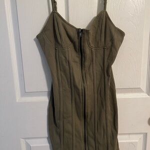 ❗️SOLD❗️Olive Green Zip-Front Dress